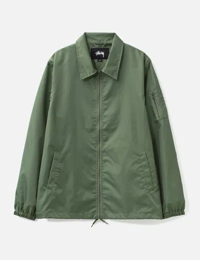 Stussy Nylon Zip Up Jacket In Green