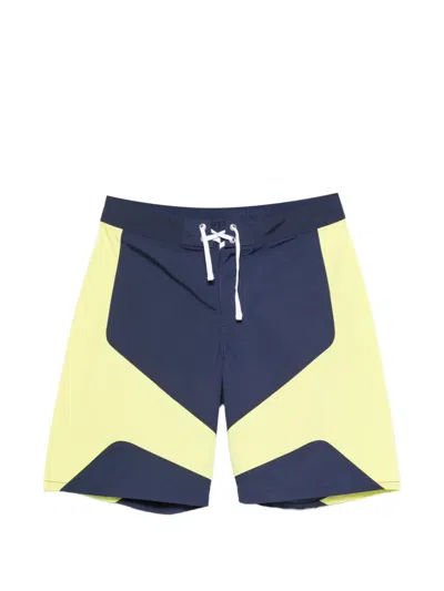 Stussy Octane Board Panelled Drawstring Shorts In Yellow
