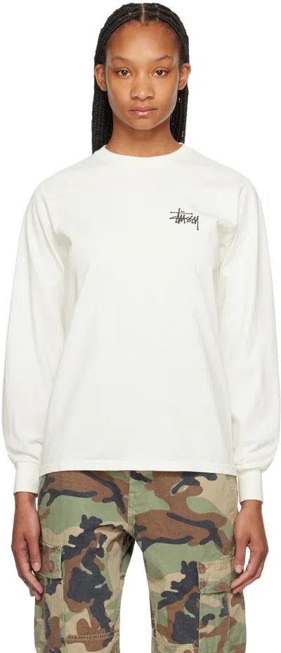 Stussy Off-white Pigment-dyed Long Sleeve T-shirt In Natural