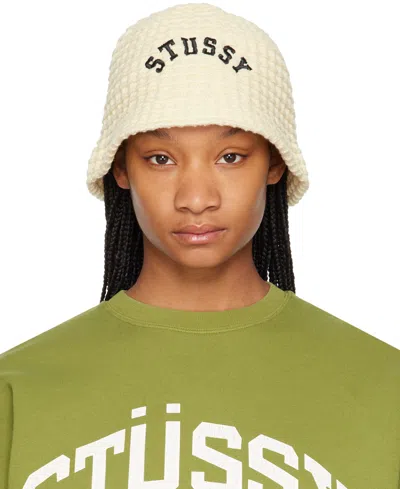 Stussy Off-white Waffle Knit Bucket Hat In Bone | ModeSens