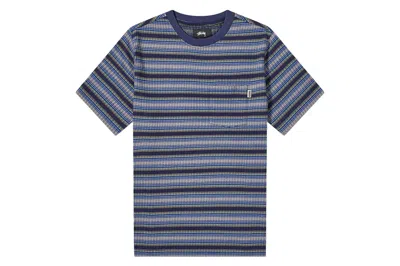 Pre-owned Stussy Ombre Stripe Crew Tee Navy