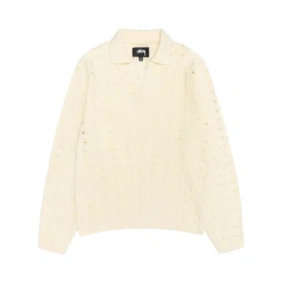 Pre-owned Stussy Open Knit Collared Sweater 'ivory' | Cream | Men's Size Xxl In White