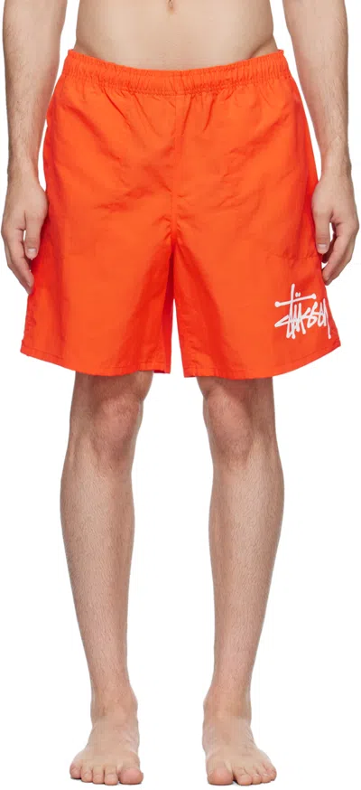 Stussy Orange Big Basic Swim Shorts In Brio Bright Orange
