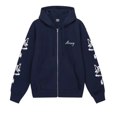 Pre-owned Stussy Paradise Lost Zip Hoodie 'navy' In Blue
