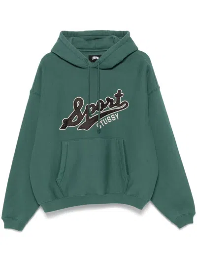 Stussy Hoodie Cotton Blend Drawstring Hood In Green