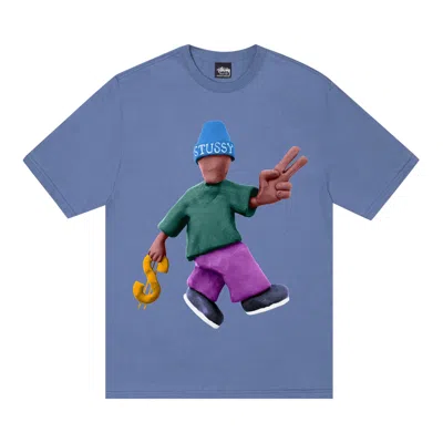 Pre-owned Stussy Peace & Prosperity Tee 'storm' In Blue