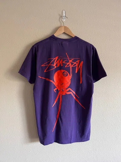 Pre-owned Stussy Pigment Dyed Arachnid Tee In Purple