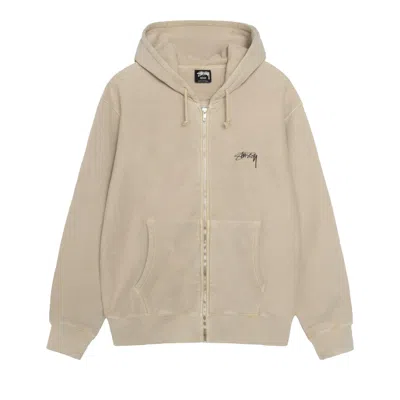 Pre-owned Stussy Pigment Dyed Buana Zip Hoodie 'khaki' In Tan