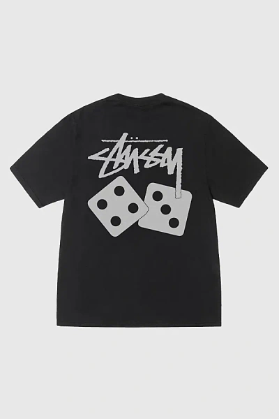 Stussy Pigment Dyed Dice Graphic T-shirt Top In Black, Men's At Urban Outfitters