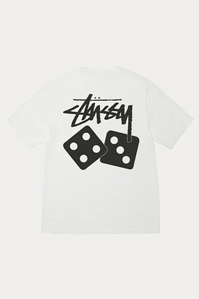 Stussy Pigment Dyed Dice Graphic T-shirt Top In White, Men's At Urban Outfitters