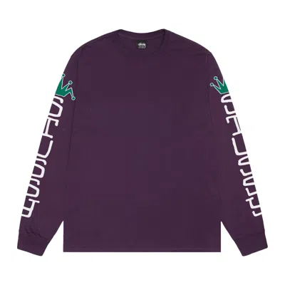 Pre-owned Stussy Pigment Dyed Jumbo Long-sleeve Tee 'purple'