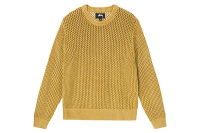 Pre-owned Stussy Pigment Dyed Loose Gauge Sweater Gold