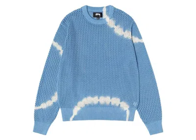 Pre-owned Stussy Pigment Dyed Loose Gauge Sweater In Tie Dye/blue