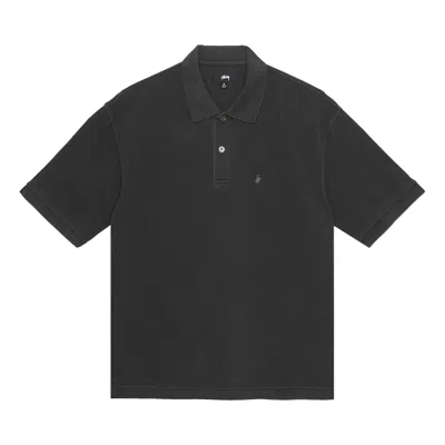 Pre-owned Stussy Pigment Dyed Pique Polo 'black'