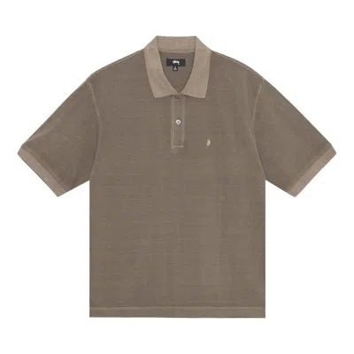 Pre-owned Stussy Pigment Dyed Pique Polo 'taupe' In Brown