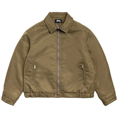 Pre-owned Stussy Pile Lined Zip Jacket 'olive' | Green | Men's Size L