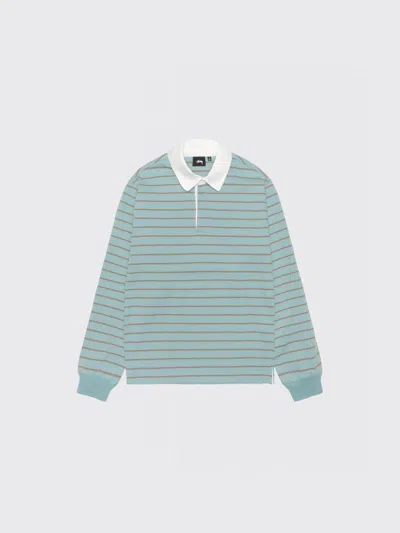Stussy Pin Striped Rugby In Blue