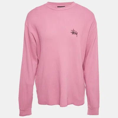 Pre-owned Stussy Pink Cotton Knit Crewneck Sweatshirt L