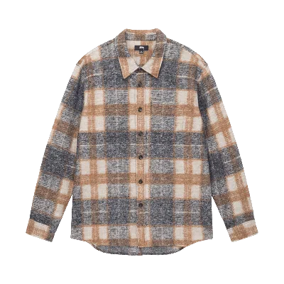 Pre-owned Stussy Plaid Knit Shirt 'navy' In Blue