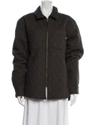 Pre-owned Stussy Plaid Print Denim Jacket In Black
