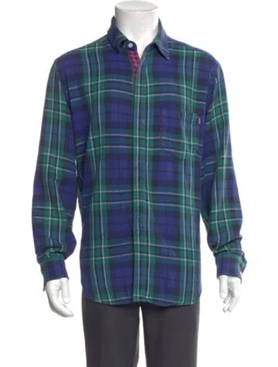 Pre-owned Stussy Plaid Print Long Sleeve Shirt In Blue