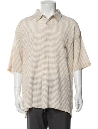Pre-owned Stussy Plaid Print Short Sleeve Shirt In Neutral