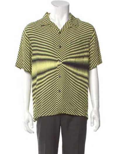 Pre-owned Stussy Plaid Print Short Sleeve Shirt In Yellow