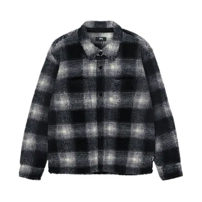 Pre-owned Stussy Plaid Sherpa Shirt 'black'