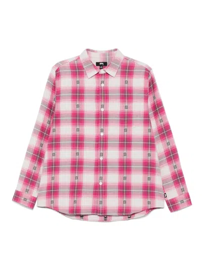Stussy Motif Plaid Shirt Shirts Pink In Neutral