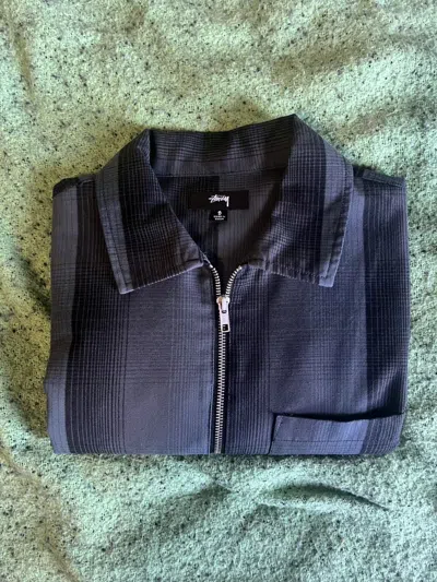 Pre-owned Stussy Plaid Zip Up Flannel Shirt In Black