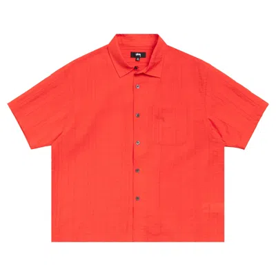 Pre-owned Stussy Pleated Textu Shirt 'red' | Men's Size Xl