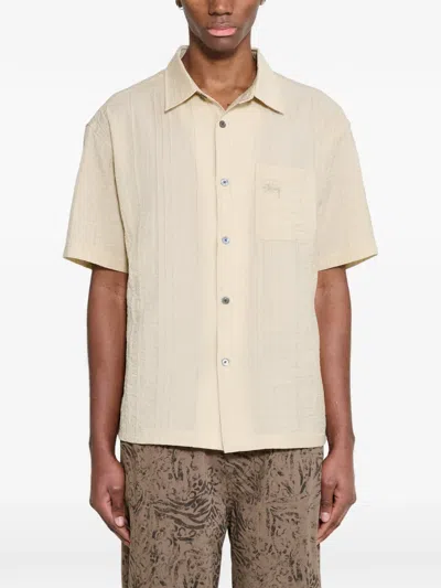 Stussy Pleated Textured Shirt In Neutral