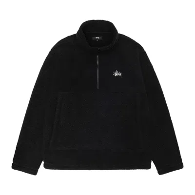Pre-owned Stussy Polar Fleece Half Zip Mock Neck 'black'