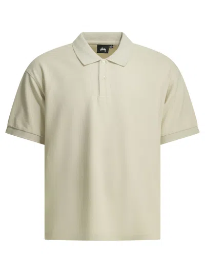 Stussy Stssy Logo Embroidered Polo Shirt In White