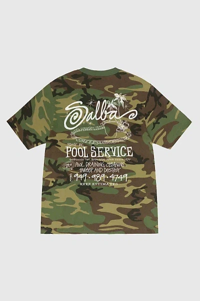 Stussy Pool Service Pigment Dyed Tee In Green, Men's At Urban Outfitters