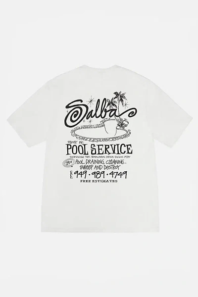 Stussy Pool Service Pigment Dyed Tee In White, Men's At Urban Outfitters