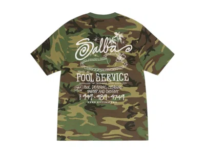 Pre-owned Stussy Pool Service Pigment Dyed Tee Shirt In Camo