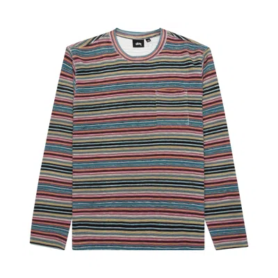 Pre-owned Stussy Printed Multi-stripe Long-sleeve Crew 'khaki' | Tan | Men's Size M
