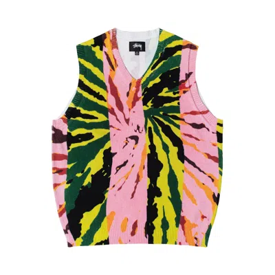 Pre-owned Stussy Printed Sweater Vest 'pink' In Multi-color