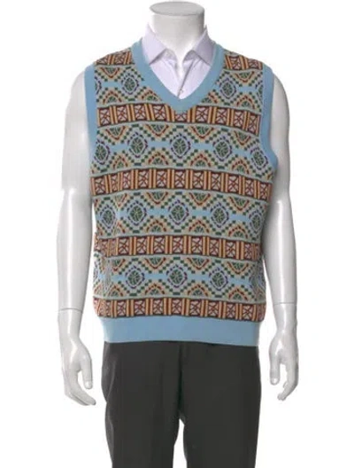 Pre-owned Stussy Printed V-neck Sweater Vest In Multi