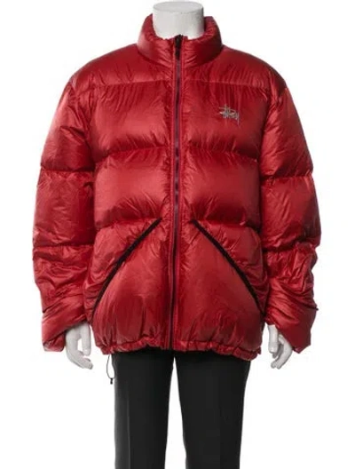 Pre-owned Stussy Puffer Coat In Red