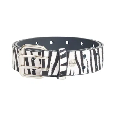 Pre-owned Stussy Punch Out Leather Belt 'hairy Zebra Pattern' | White | Men's Size L/xl