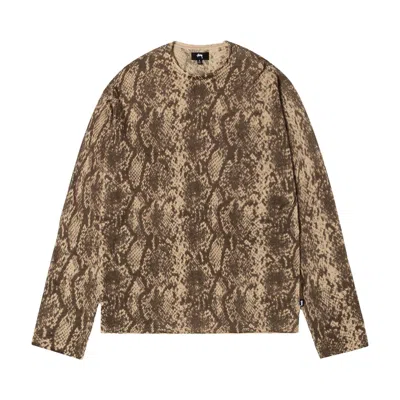 Pre-owned Stussy Python Knit Crew 'khaki' | Tan | Men's Size L In Brown