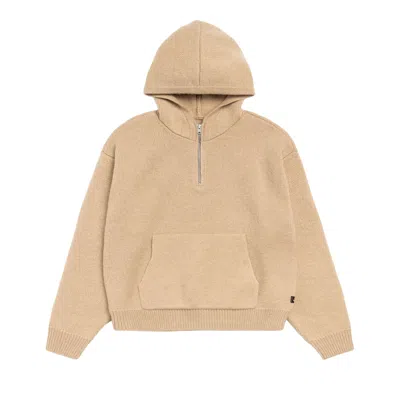 Pre-owned Stussy Quarter Zip Knit Hoodie 'tan' | Men's Size S In Brown