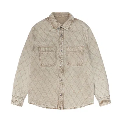Pre-owned Stussy Quilted Denim Shirt 'vintage Washed' In Cream