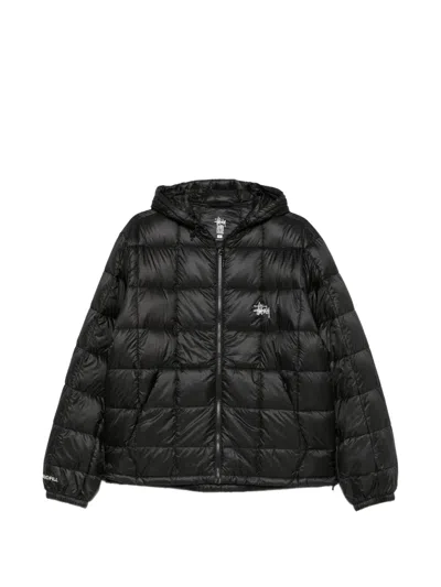 Stussy Quilted Hooded Puffer Jacket In Black