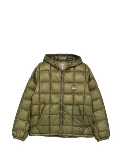 Stussy Quilted Hooded Puffer Jacket In Green