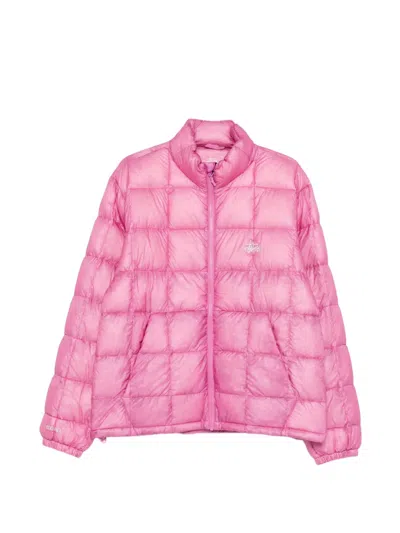 Stussy Quilted Logo-embroidered Jacket In Pink
