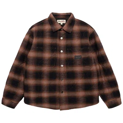 Pre-owned Stussy Quilted Plaid Shirt Jacket 'brown' | Men's Size S