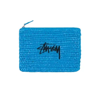Pre-owned Stussy Raffia Zip Pouch 'blue' | Men's Size Onesize